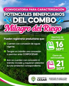 AGUACHICA SE ARTICULA PARA FORTALECER EL CAMPO CON LA ESTRATEGIA “COMBO MILAGRO DEL RIEGO”